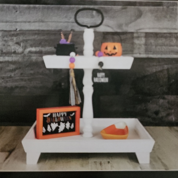 NWT HALLOWEEN TiER TRAY SET FALL DECOR/ 🎃👻💜🧡🖤🎃👻 - Picture 5 of 5